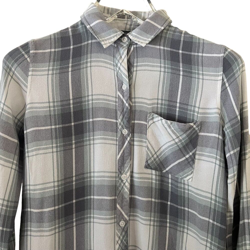 Rails Women's Hunter Ocean Blue/White Plaid Button-Up Long Sleeve Shirt - XS - Picture 2 of 9